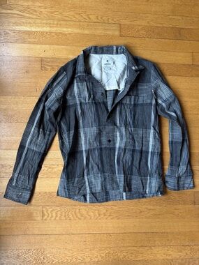 Lightweight Black & Gray Plaid Shirt Jacket